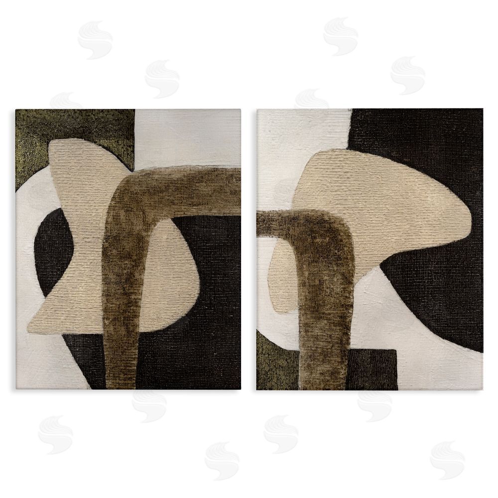 Vanna Lam Minimalist Brown Beige Shapes Canvas Wall Art Print