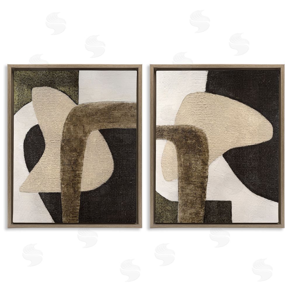 Vanna Lam Minimalist Brown Beige Shapes Brown Floating Frame Canvas Wall Art Print