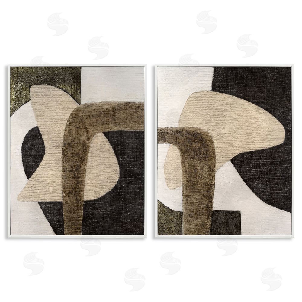 Vanna Lam Minimalist Brown Beige Shapes White Framed Giclee Wall Art Print