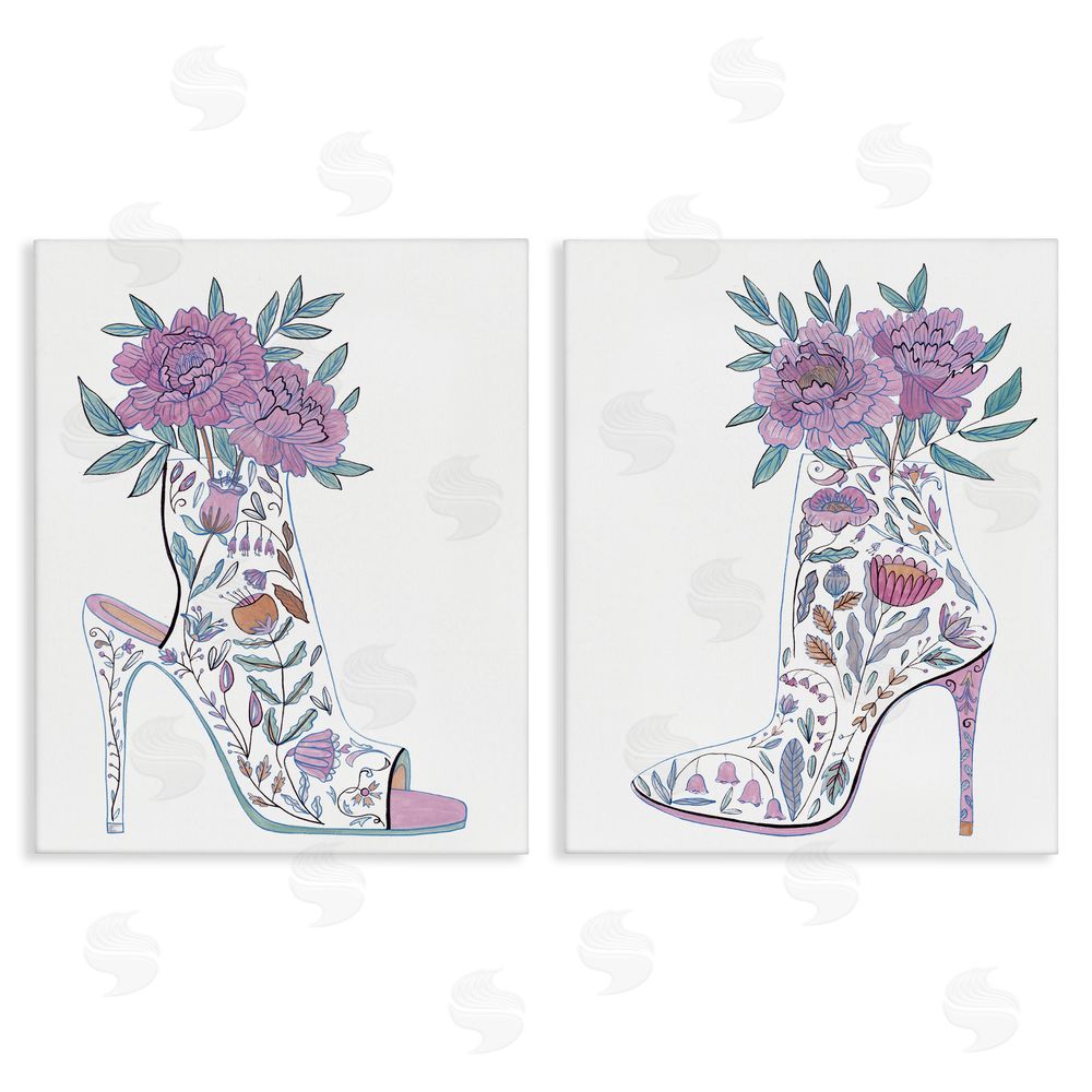 Melissa Wang Floral Stiletto Heel Boots Canvas Wall Art Print