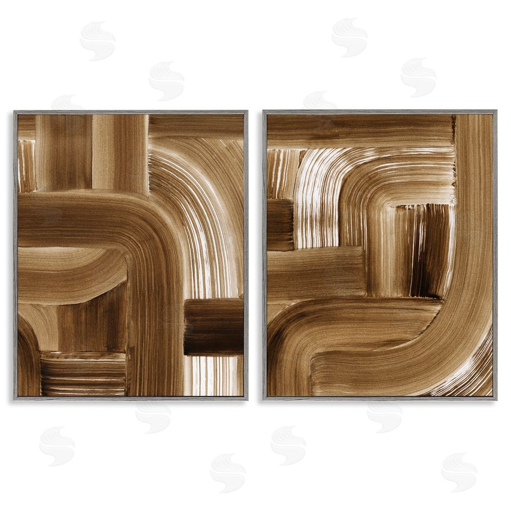 Grace Popp Gentle Brown Brushstrokes Gray Framed Giclee Wall Art Print