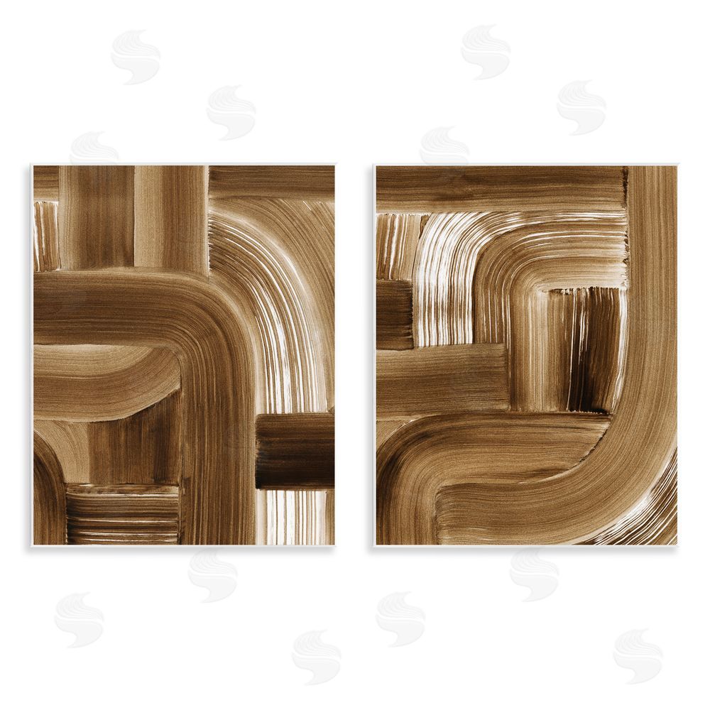 Grace Popp Gentle Brown Brushstrokes Wooden Wall Plaque Art Print