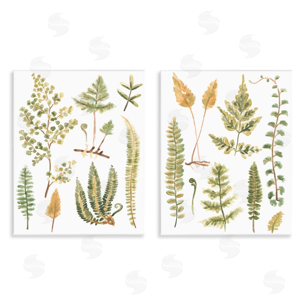 June Erica Vess Watercolor Fern Leaves  Wooden Wall Plaque Art Print