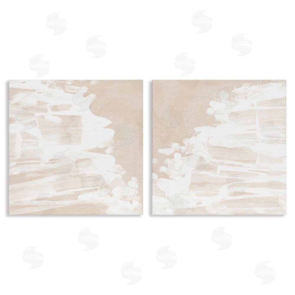 June Erica Vess Abstract Cream Layered Strokes Canvas Wall Art Print