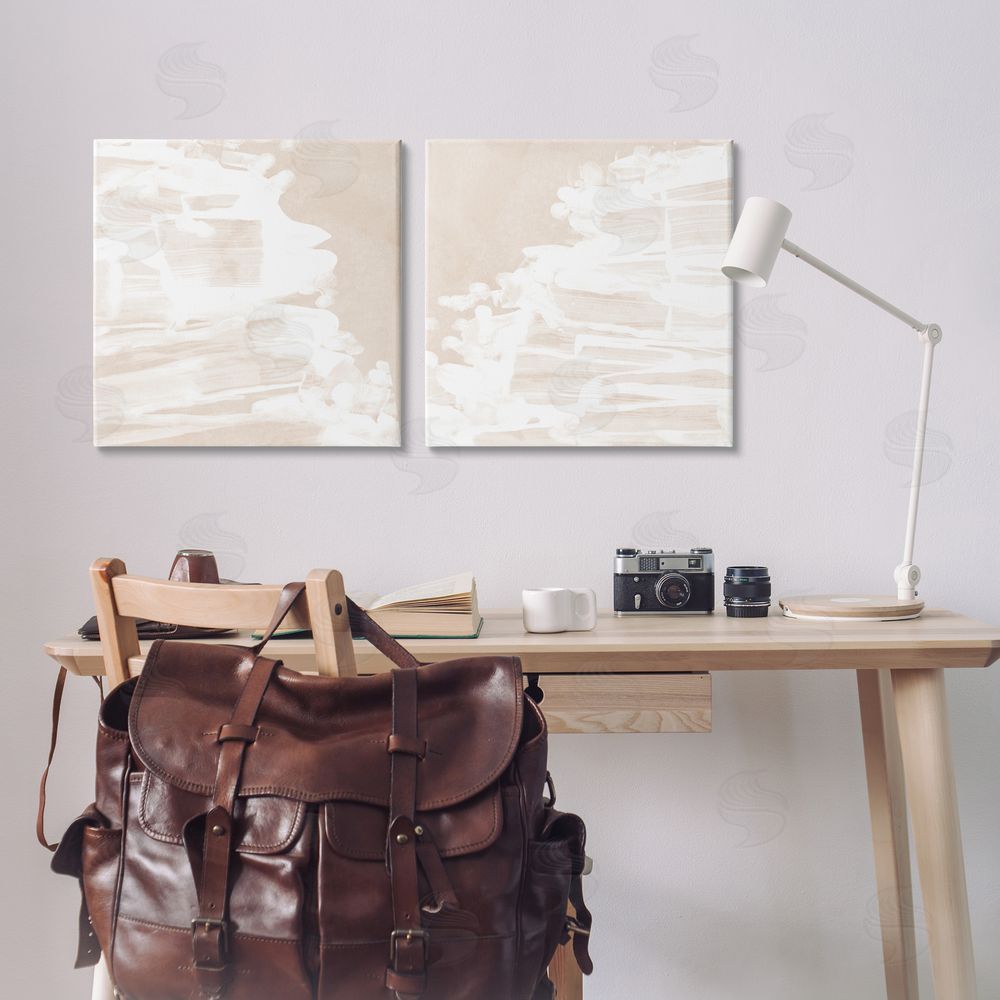 June Erica Vess Abstract Cream Layered Strokes Canvas Wall Art Print in Room