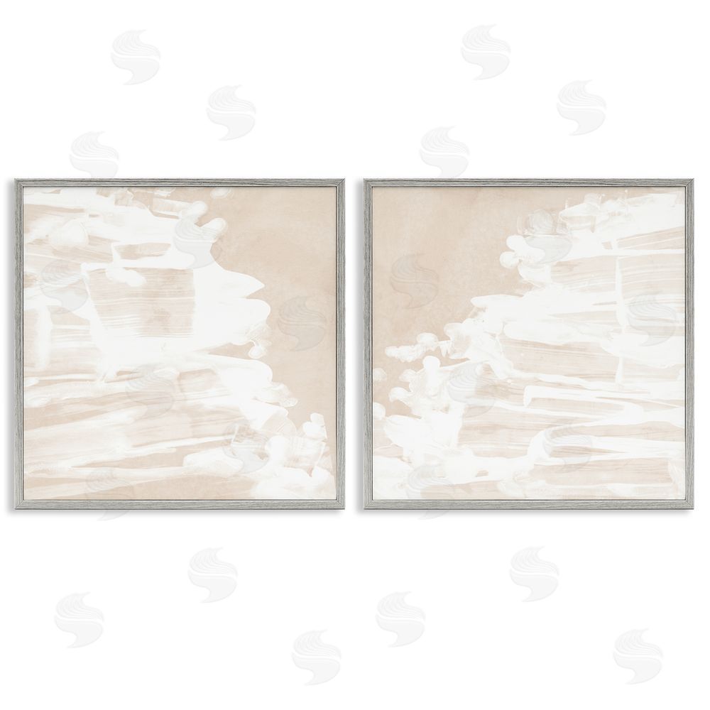 June Erica Vess Abstract Cream Layered Strokes Gray Framed Giclee Wall Art Print