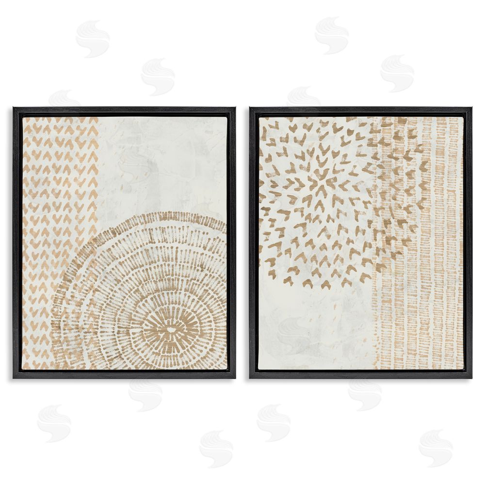 June Erica Vess Abstract Orbs and Stripes Black Floating Frame Canvas Wall Art Print