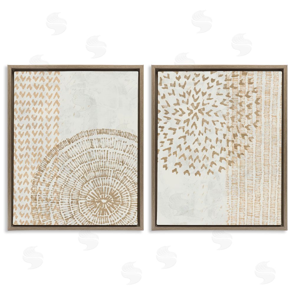 June Erica Vess Abstract Orbs and Stripes Brown Floating Frame Canvas Wall Art Print