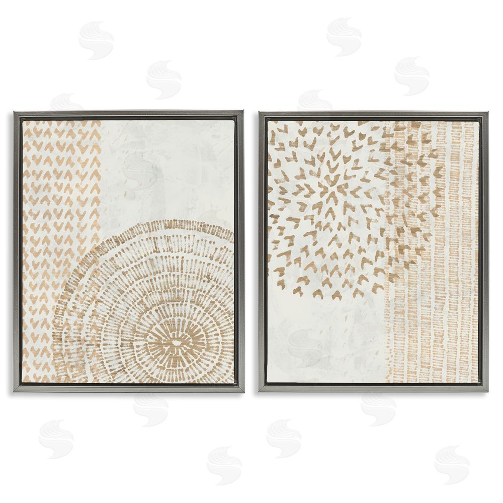 June Erica Vess Abstract Orbs and Stripes Gray Floating Frame Canvas Wall Art Print