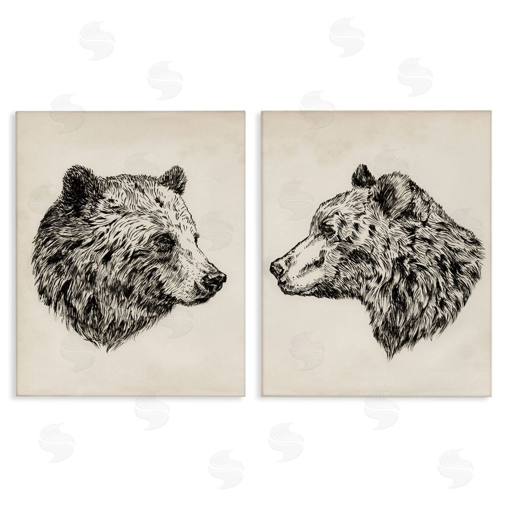 Victoria Barnes Portrait Brown Bear Animal  Canvas Wall Art Print