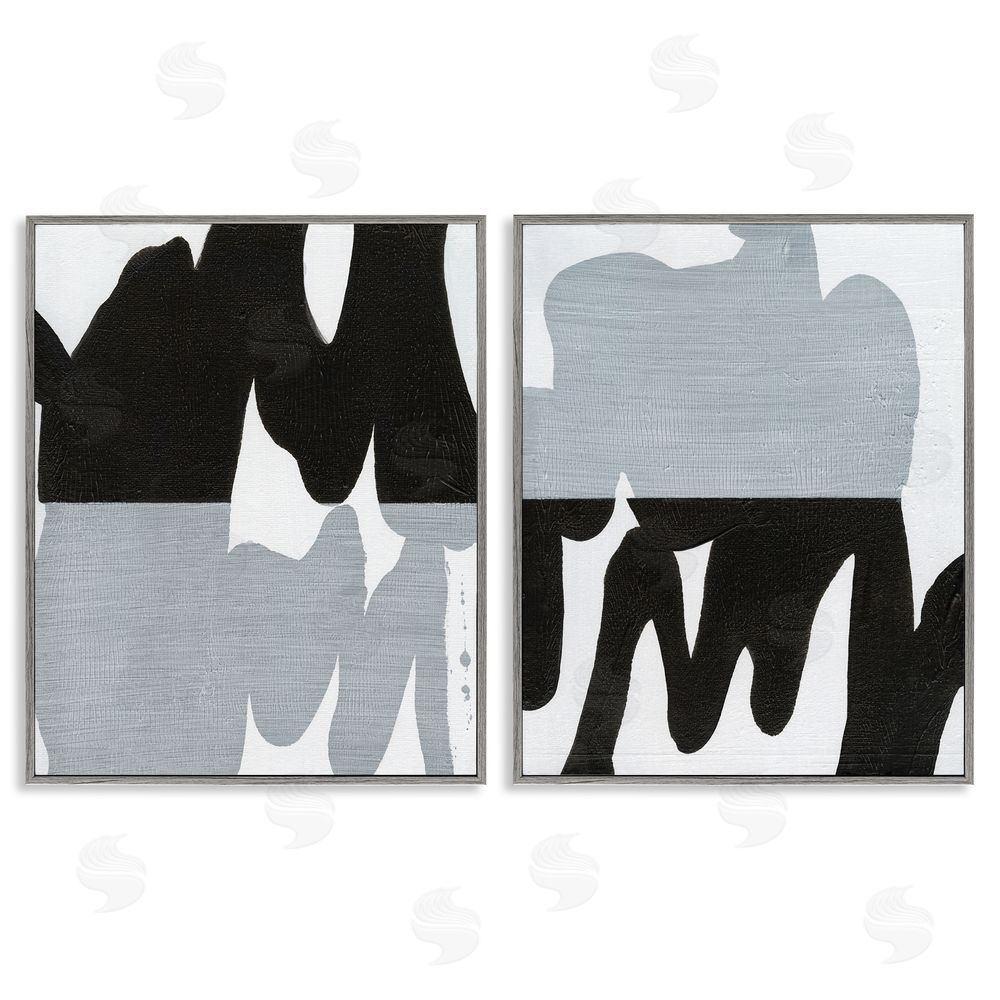 Jodi Fuchs Veiled Black and White Abstract  Gray Framed Giclee Wall Art Print