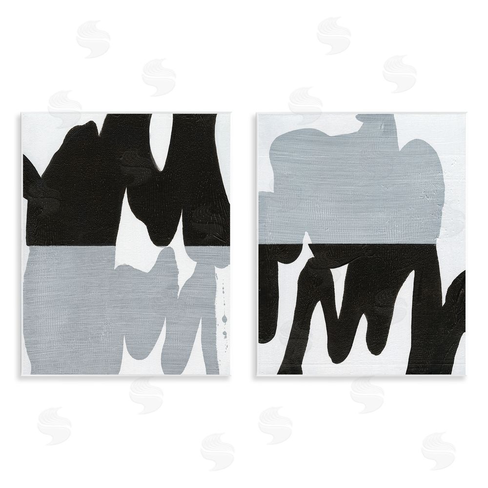 Jodi Fuchs Veiled Black and White Abstract  Wooden Wall Plaque Art Print