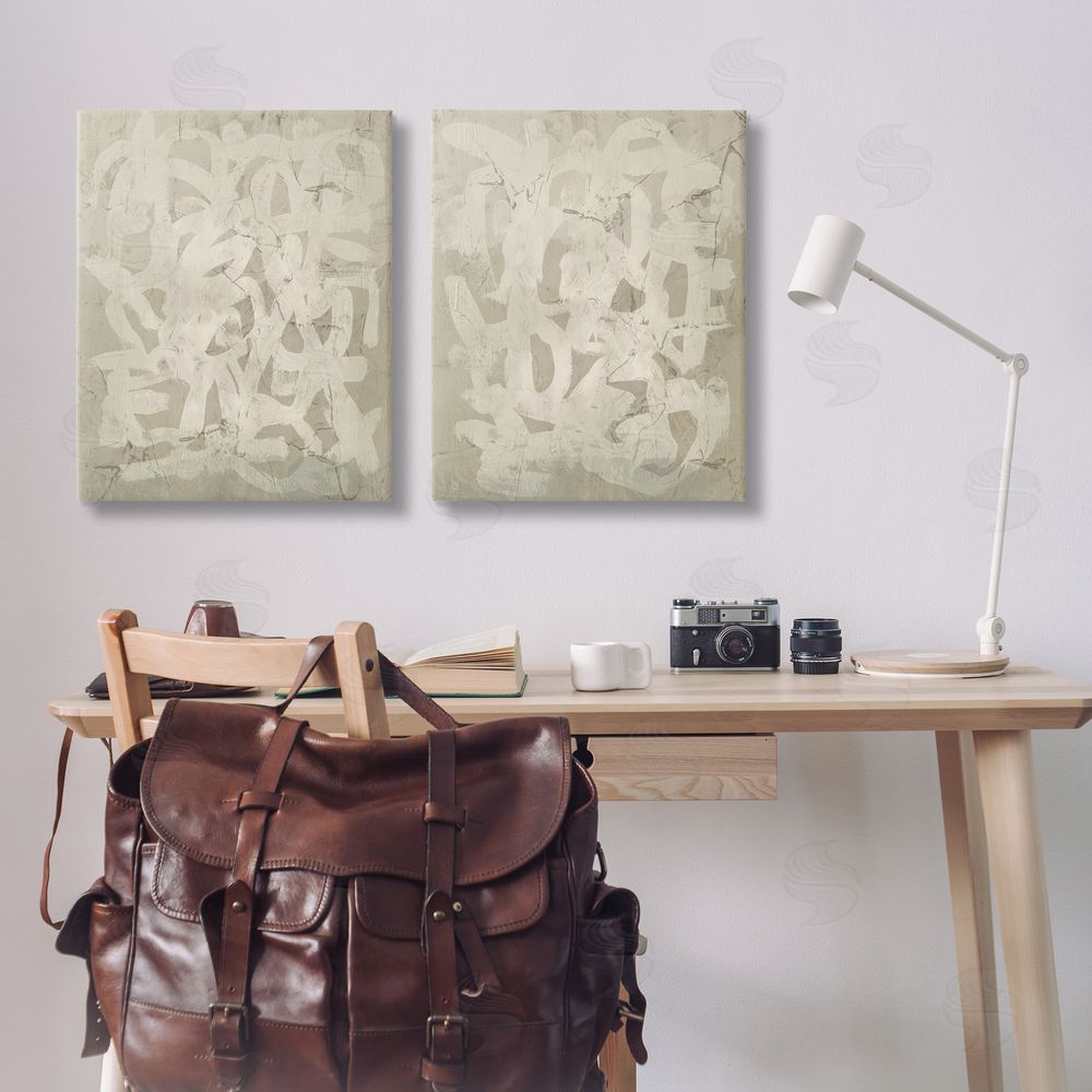 June Erica Vess Beige Neutral Brutalist Style  Canvas Wall Art Print in Room