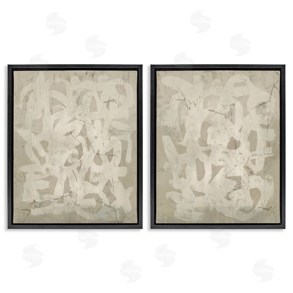 June Erica Vess Beige Neutral Brutalist Style  Black Floating Frame Canvas Wall Art Print