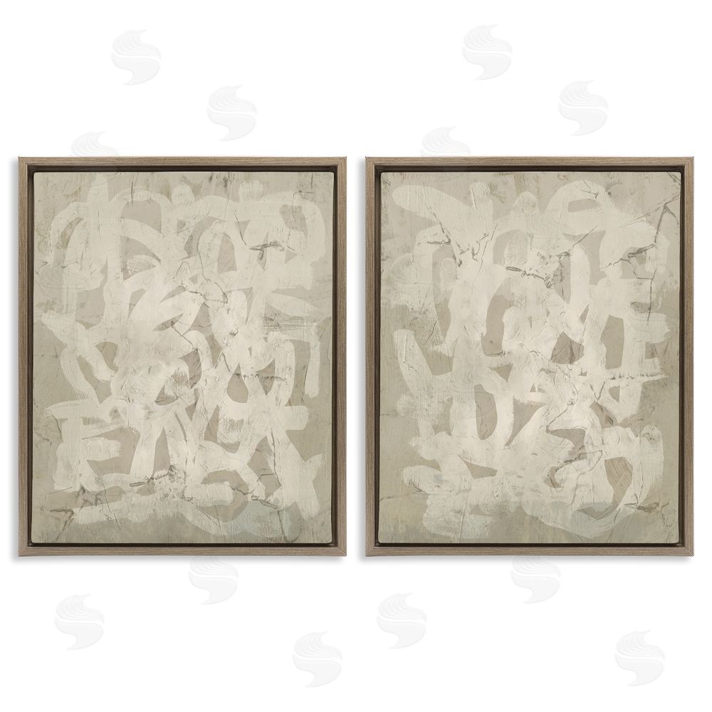 June Erica Vess Beige Neutral Brutalist Style  Brown Floating Frame Canvas Wall Art Print