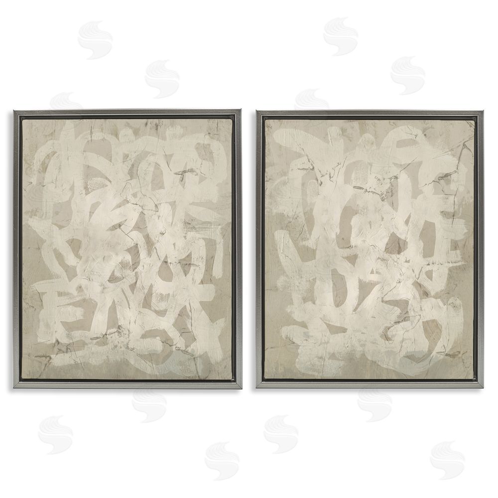 June Erica Vess Beige Neutral Brutalist Style  Gray Floating Frame Canvas Wall Art Print