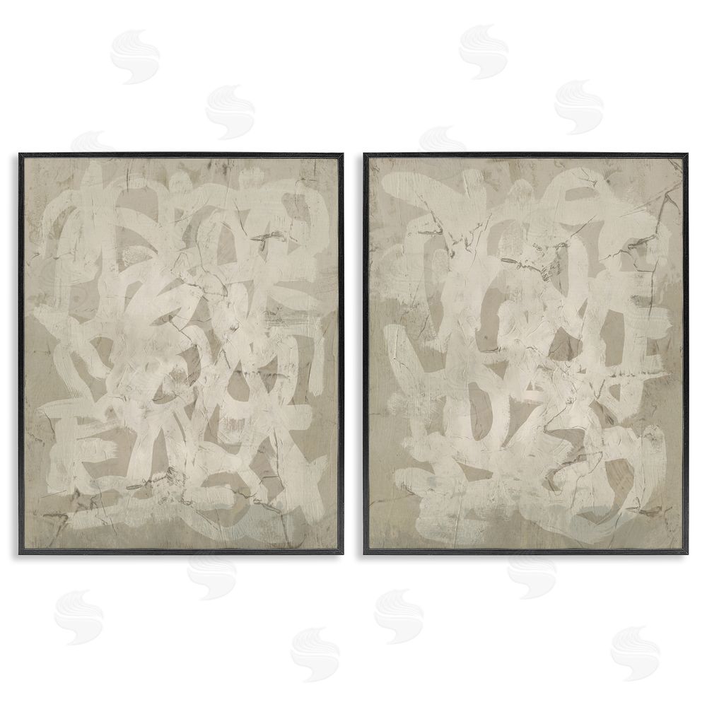 June Erica Vess Beige Neutral Brutalist Style  Black Framed Giclee Wall Art Print