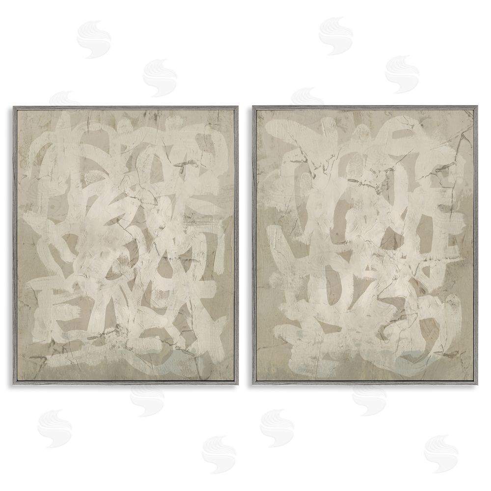 June Erica Vess Beige Neutral Brutalist Style  Gray Framed Giclee Wall Art Print