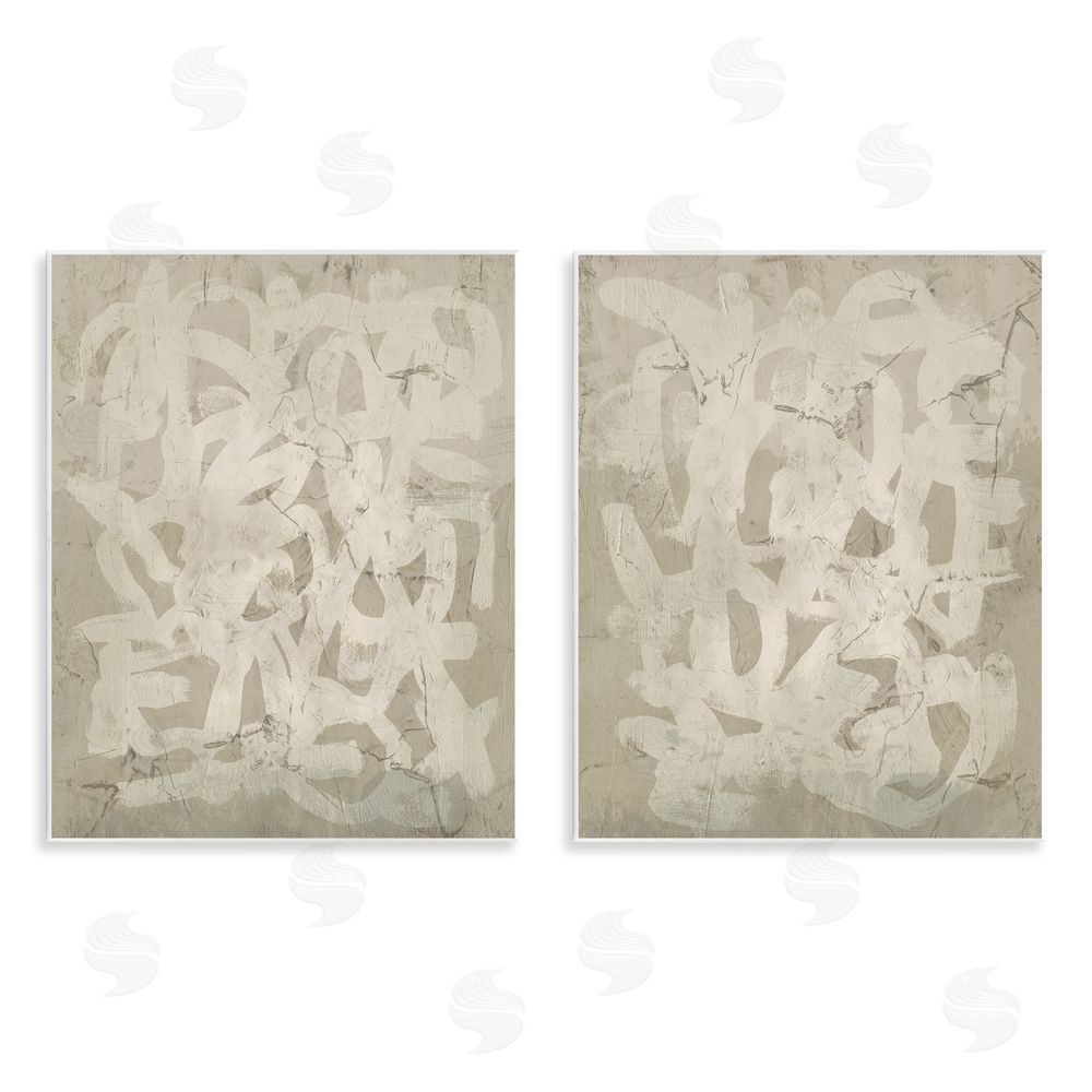 June Erica Vess Beige Neutral Brutalist Style  Wooden Wall Plaque Art Print