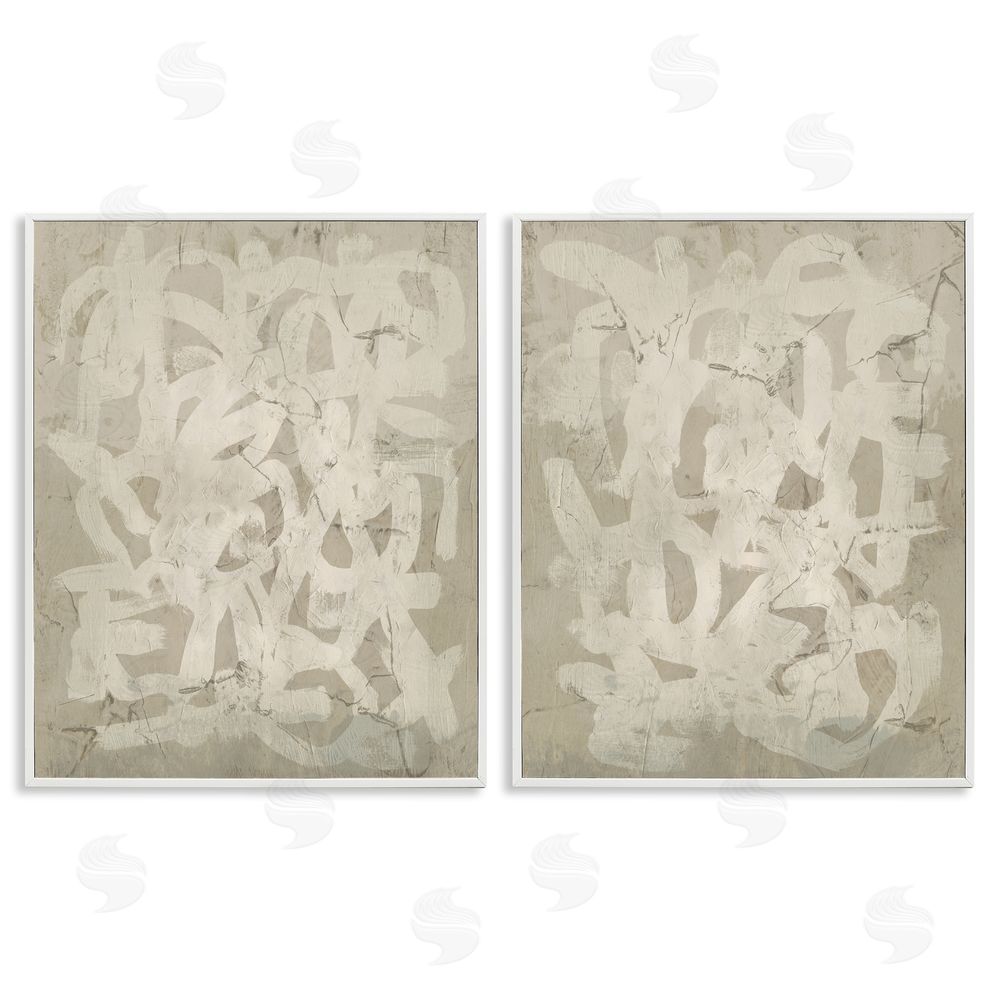 June Erica Vess Beige Neutral Brutalist Style  White Framed Giclee Wall Art Print