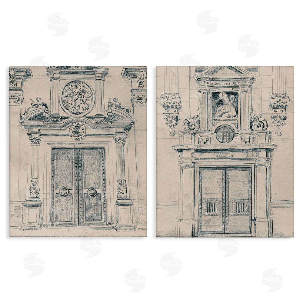 June Erica Vess Pencil Sketch Ornate Door Canvas Wall Art Print
