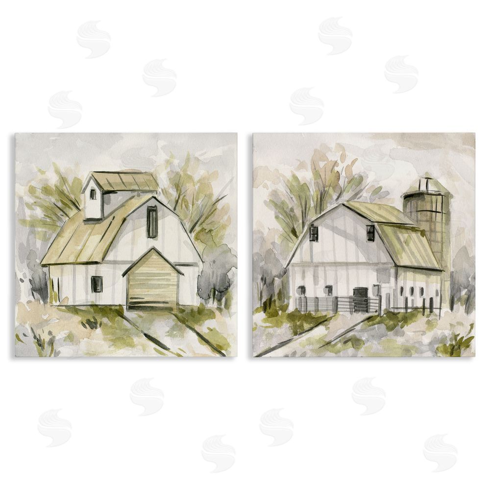 Melissa Wang Sketch Drawing Barn Silo Canvas Wall Art Print