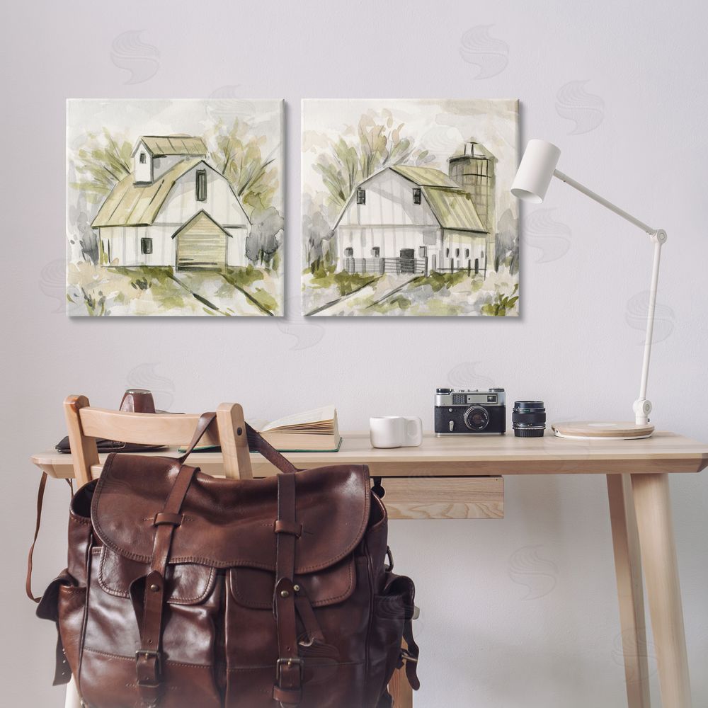 Melissa Wang Sketch Drawing Barn Silo Canvas Wall Art Print in Room