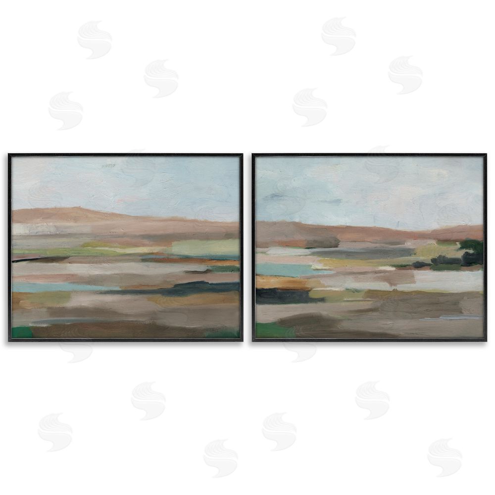 Ethan Harper Neutral Abstract Landscape Black Framed Giclee Wall Art Print