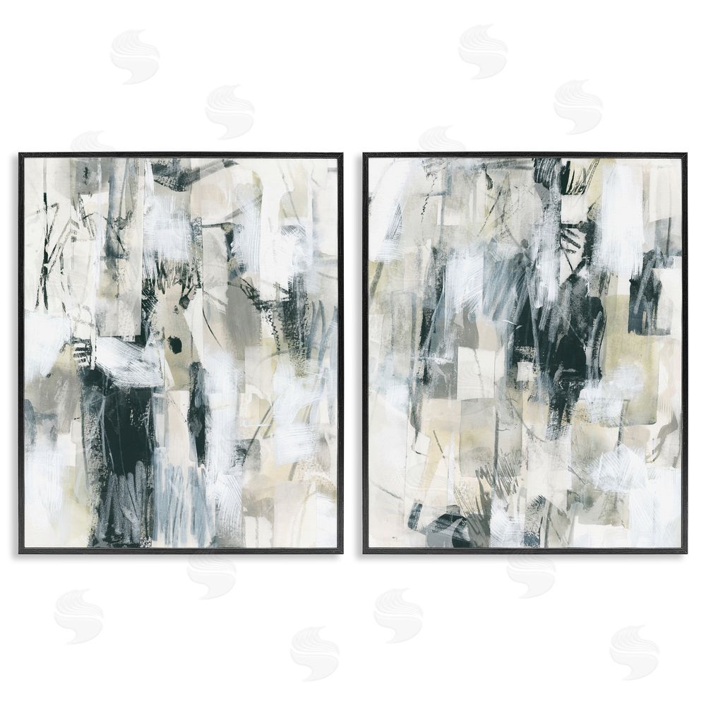 June Erica Vess Abstract Charcoal and Beige  Black Framed Giclee Wall Art Print