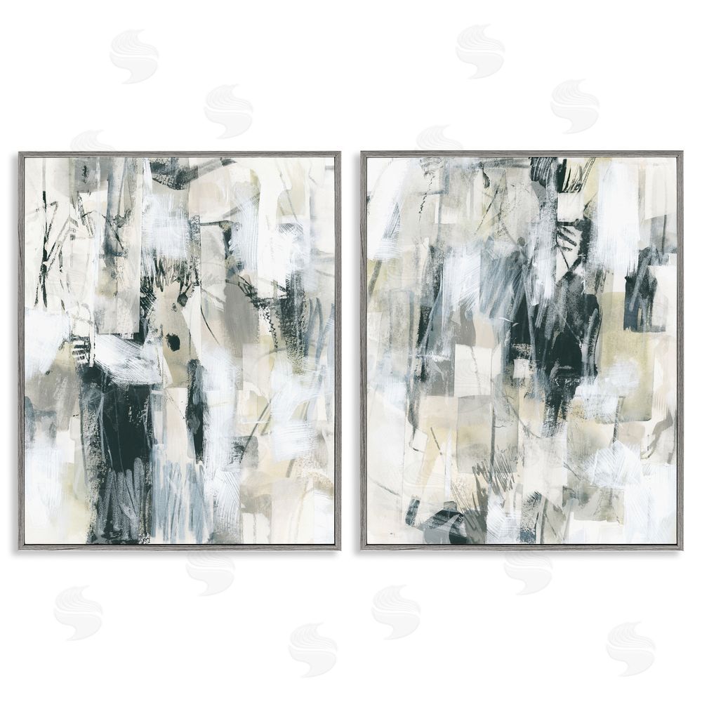 June Erica Vess Abstract Charcoal and Beige  Gray Framed Giclee Wall Art Print