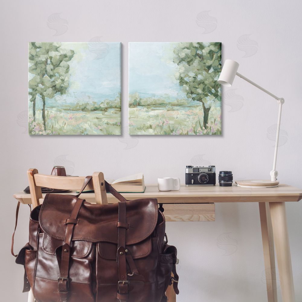 June Erica Vess Bright Spring Field Landscape Canvas Wall Art Print in Room