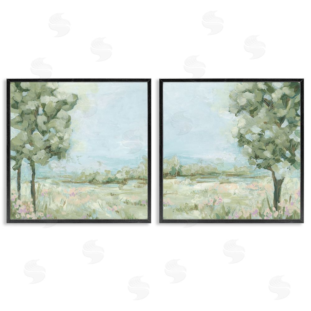 June Erica Vess Bright Spring Field Landscape Black Framed Giclee Wall Art Print