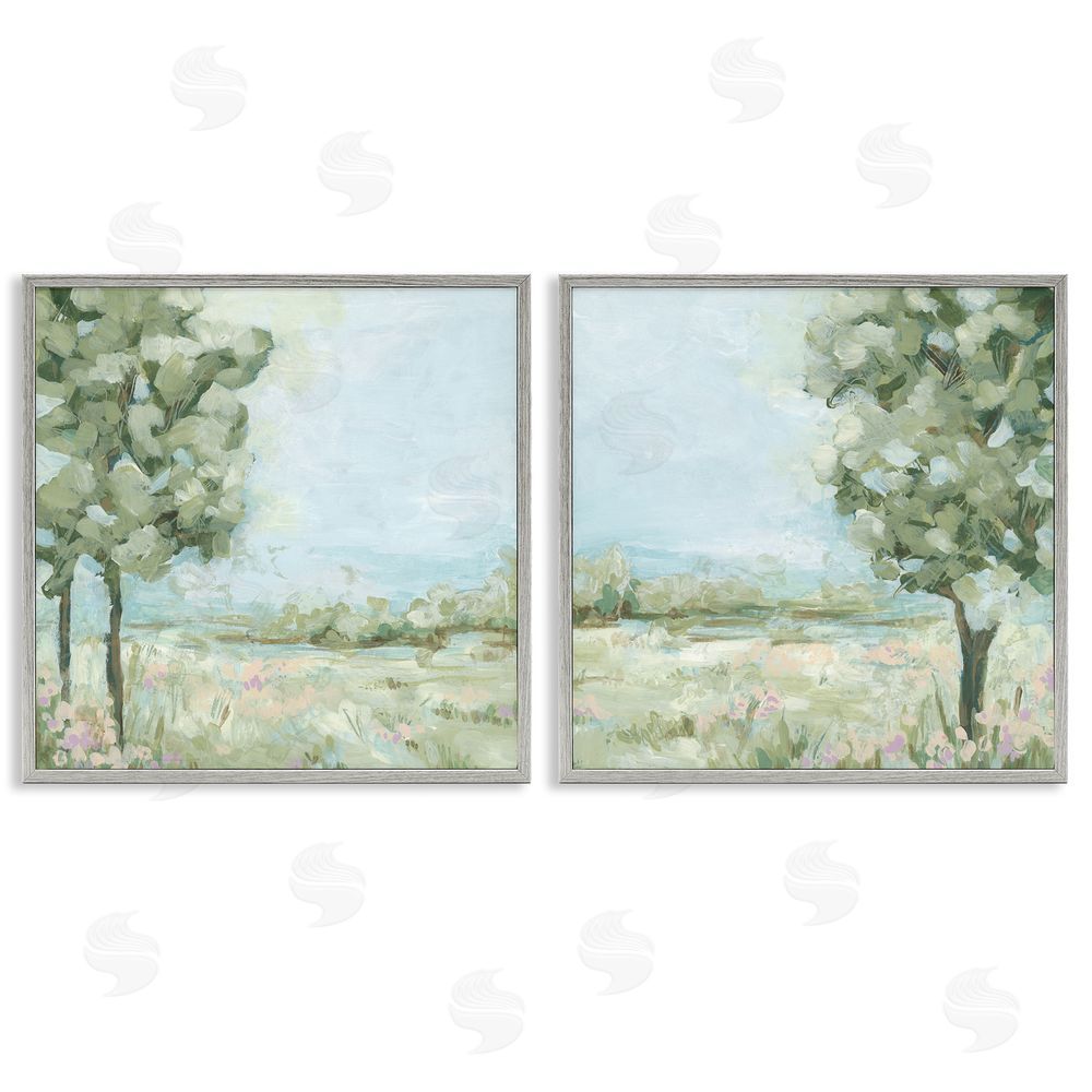 June Erica Vess Bright Spring Field Landscape Gray Framed Giclee Wall Art Print