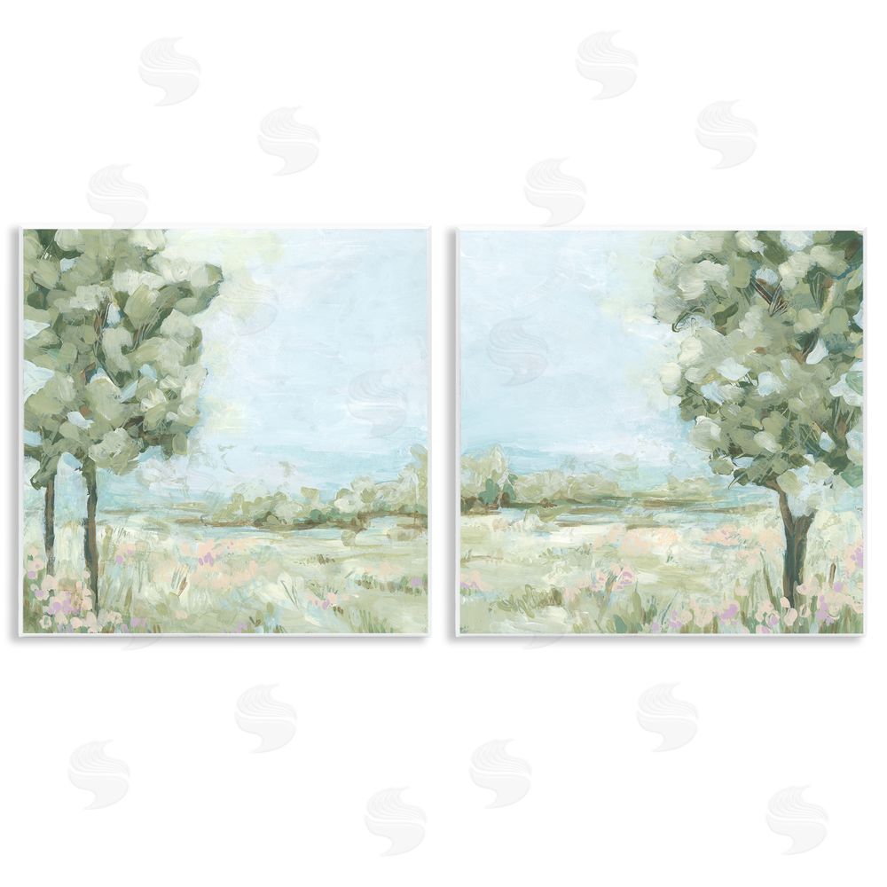 June Erica Vess Bright Spring Field Landscape Wooden Wall Plaque Art Print