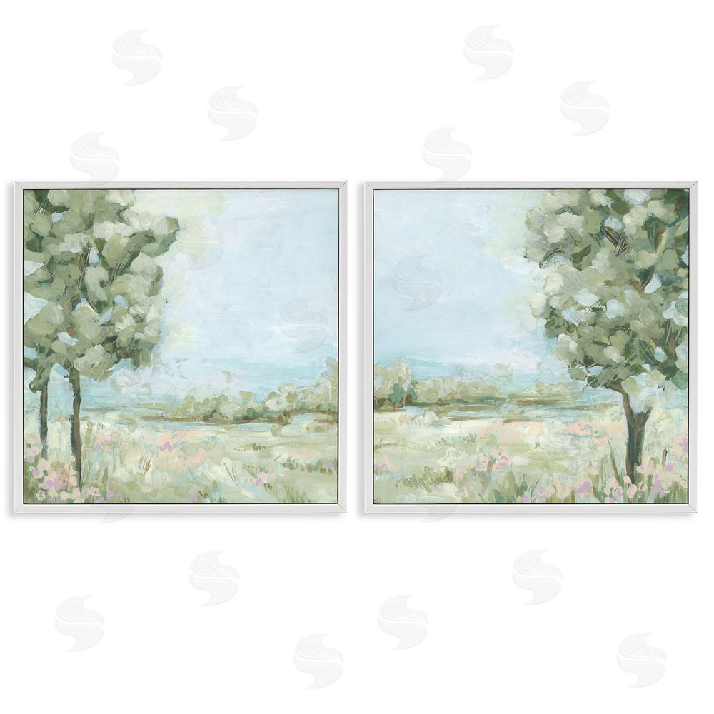 June Erica Vess Bright Spring Field Landscape White Framed Giclee Wall Art Print