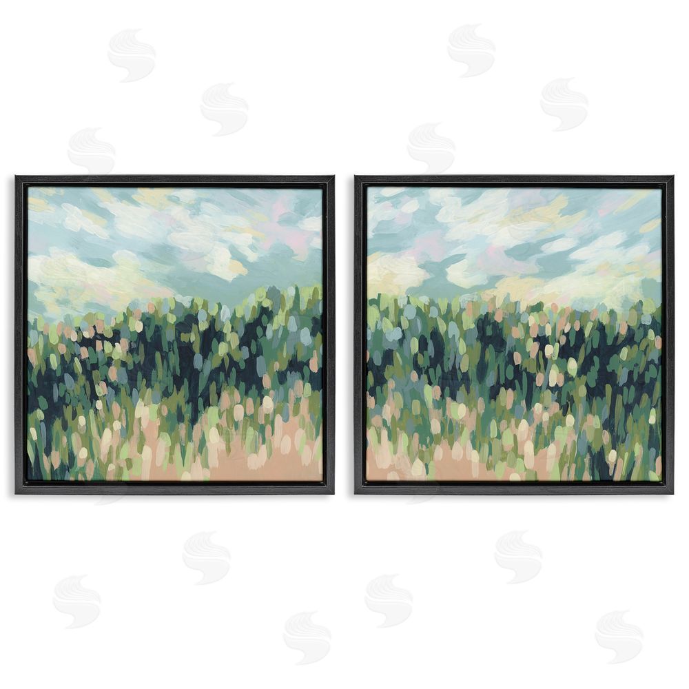 June Erica Vess Abstract Tall Wheat Grass Field  Black Floating Frame Canvas Wall Art Print