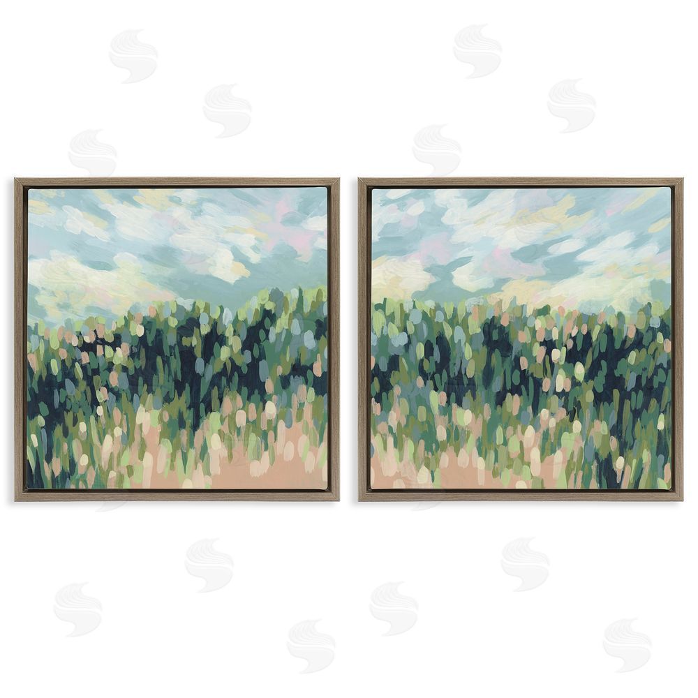 June Erica Vess Abstract Tall Wheat Grass Field  Brown Floating Frame Canvas Wall Art Print
