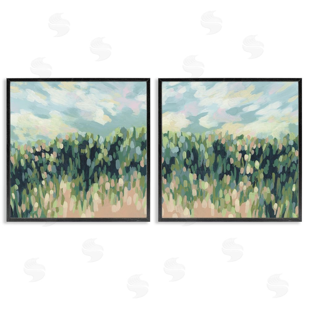 June Erica Vess Abstract Tall Wheat Grass Field  Black Framed Giclee Wall Art Print