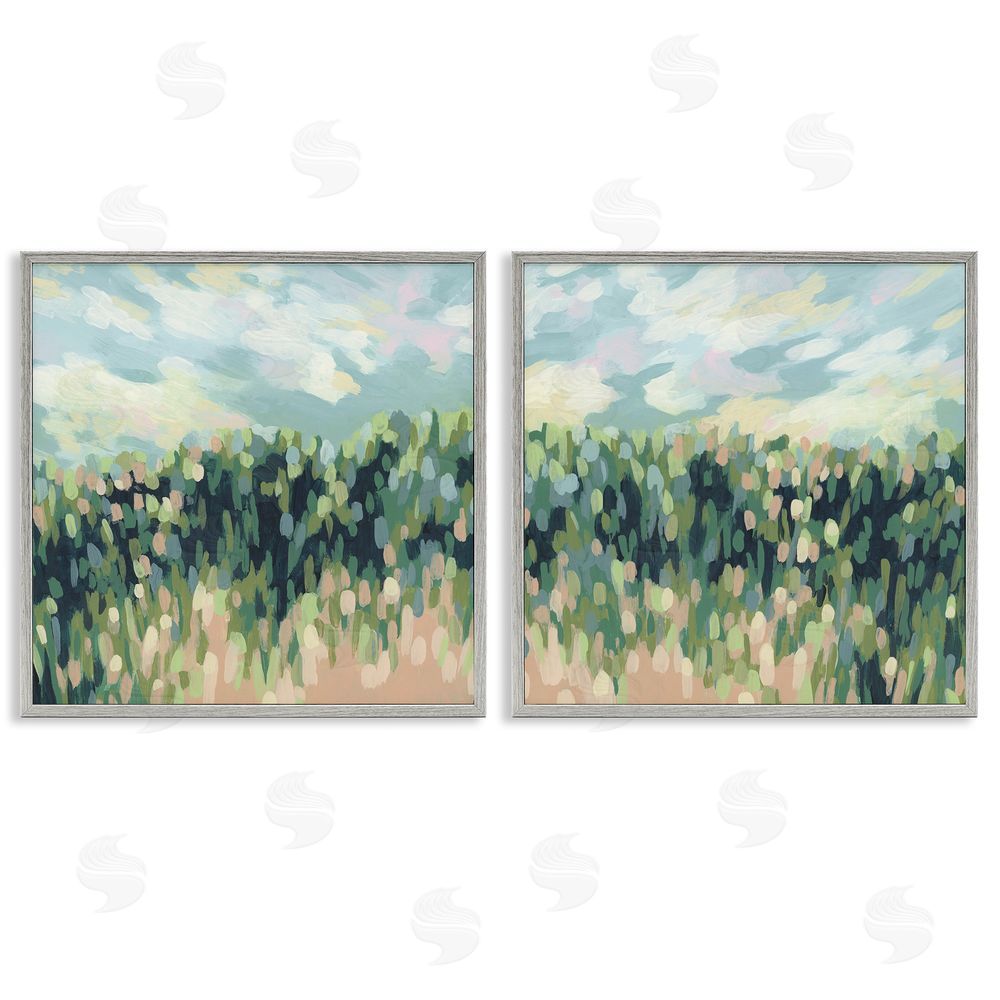 June Erica Vess Abstract Tall Wheat Grass Field  Gray Framed Giclee Wall Art Print