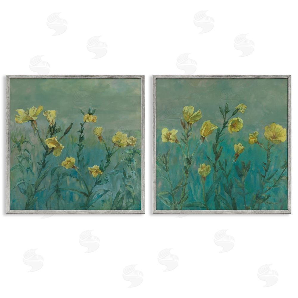 Graham Reynolds Evening Primrose Flower Unfurling Gray Framed Giclee Wall Art Print