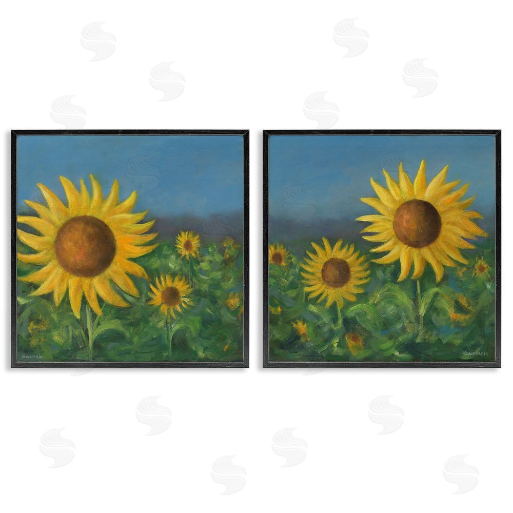David Swanagin Gorgeous Sunflower Field  Black Framed Giclee Wall Art Print