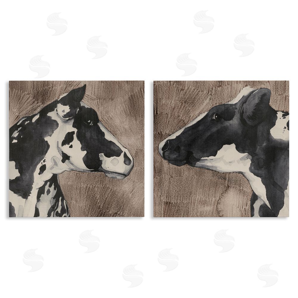 Grace Popp Holstein Cow Portrait Profile  Canvas Wall Art Print