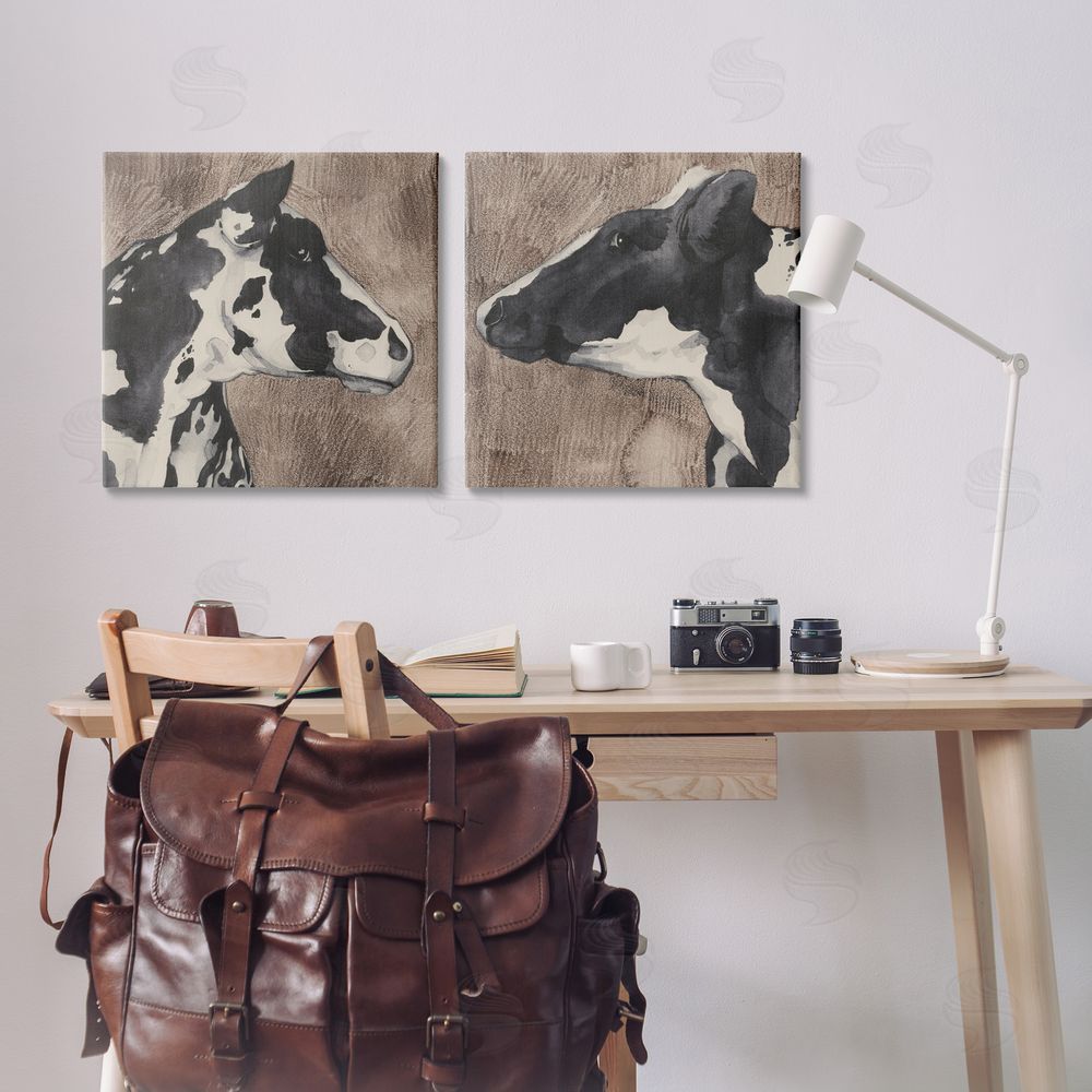 Grace Popp Holstein Cow Portrait Profile  Canvas Wall Art Print in Room