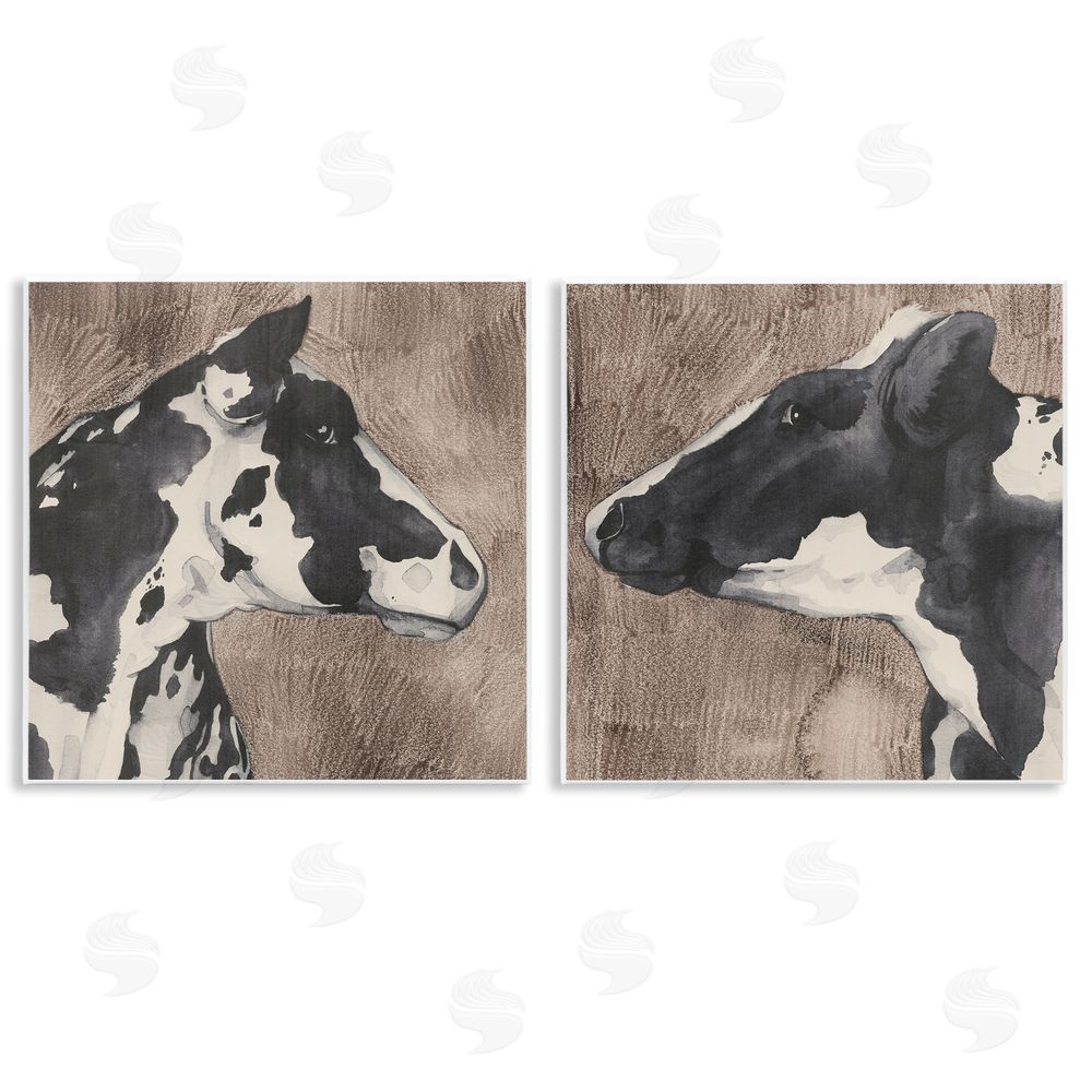 Grace Popp Holstein Cow Portrait Profile  Wooden Wall Plaque Art Print