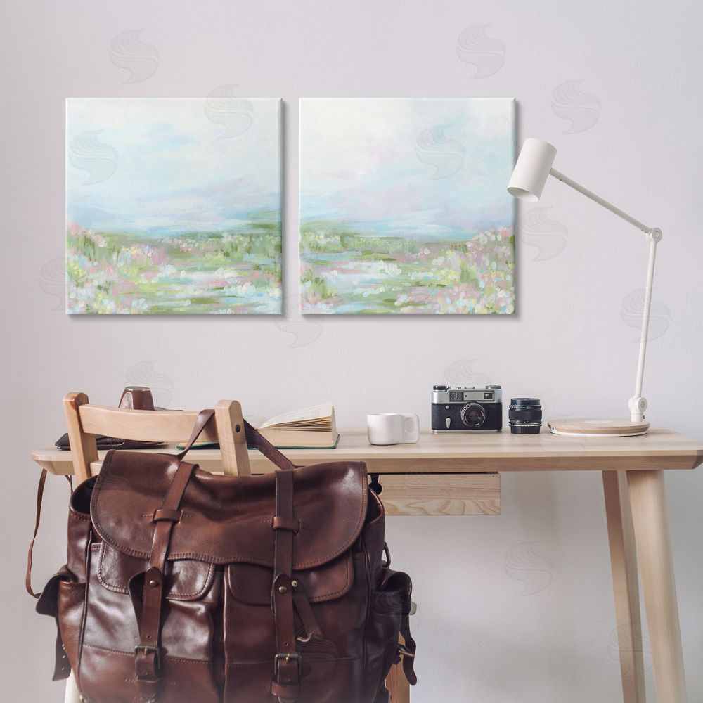 June Erica Vess Pastel Abstract Spring Field Canvas Wall Art Print in Room