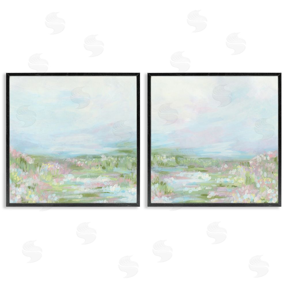 June Erica Vess Pastel Abstract Spring Field Black Framed Giclee Wall Art Print