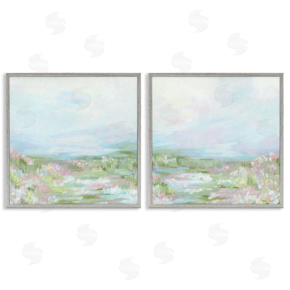 June Erica Vess Pastel Abstract Spring Field Gray Framed Giclee Wall Art Print