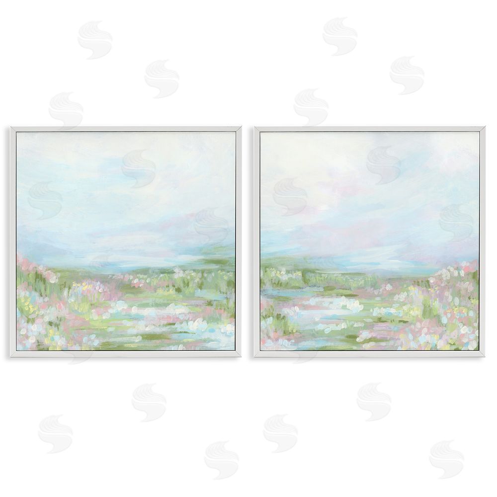 June Erica Vess Pastel Abstract Spring Field White Framed Giclee Wall Art Print