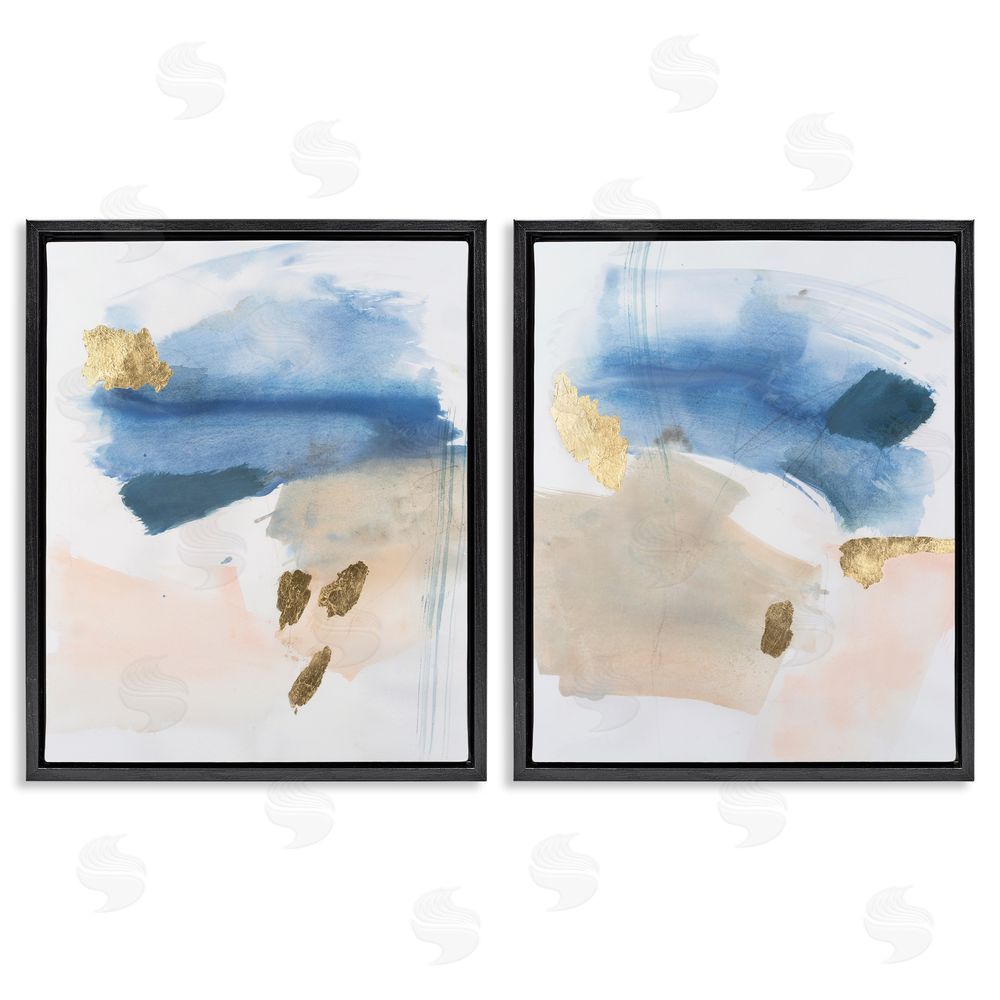 Victoria Barnes Beach Themed Abstraction Black Floating Frame Canvas Wall Art Print