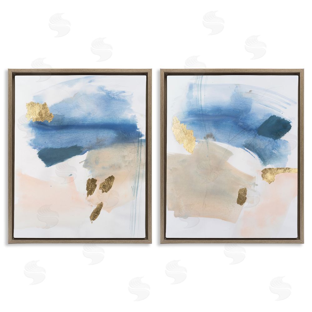 Victoria Barnes Beach Themed Abstraction Brown Floating Frame Canvas Wall Art Print
